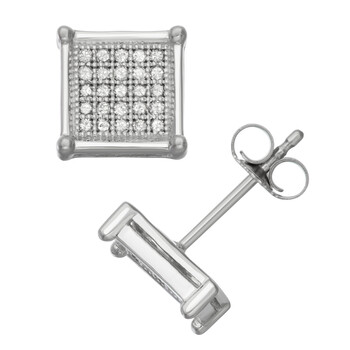 Hetal Diamonds 1/4 Cttw Square Diamond Earring In 10K White Gold 1 Bông tai Hetal Diamonds 1/4 Cttw Square Diamond Earring In 10K White Gold