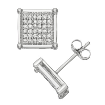 Bông tai Hetal Diamonds 0.32 Cttw Square Diamond Earring In 10K White Gold