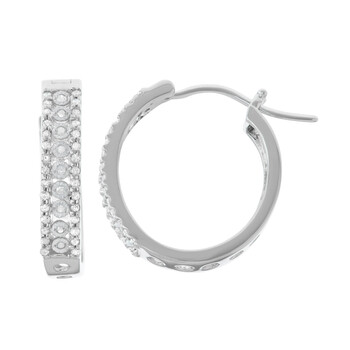 Bông tai Hetal Diamonds 0.45Cttw Miracle Plate White Diamond Hoop Earring In Sterling Silver