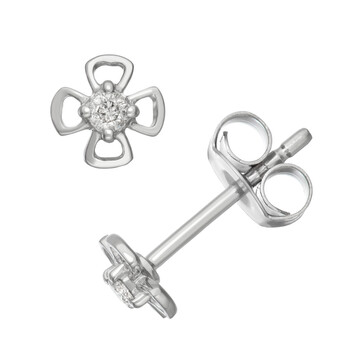 Bông tai Hetal Diamonds 1/10 Cttw Diamond Flower Earrings In Sterling Silver