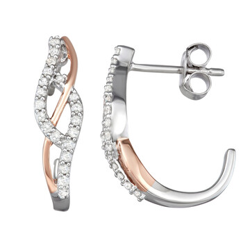 Bông tai Hetal Diamonds Ss Dia Earring Rosegold Plated(0.32Cttw)