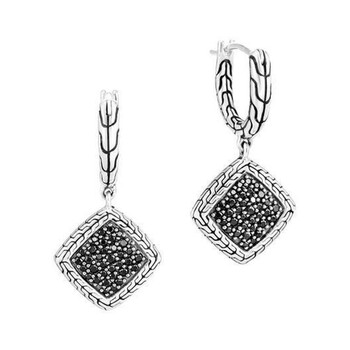 Bông tai John Hardy Carved Chain Drop Earring With Black Spinel