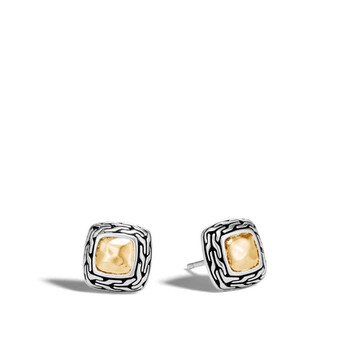 John Hardy Classic Chain 12Mm Stud Earring In Silver And Hammered 18K Gold 2 Bông tai John Hardy Classic Chain 12Mm Stud Earring In Silver And Hammered 18K Gold