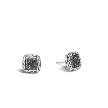 John Hardy Classic Chain 9.5 Mm Silver Square Stud Earrings With Black Sapphire 2 Bông tai John Hardy Classic Chain 9.5 Mm Silver Square Stud Earrings With Black Sapphire