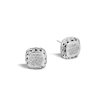 John Hardy Classic Chain Silver Diamond Pavã© (0.28Ct) Small Square Earrings 2 Bông tai John Hardy Classic Chain Silver Diamond Pavã© (0.28Ct) Small Square Earrings