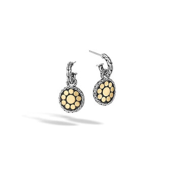 Bông tai John Hardy Dot Silver & 18K Yellow Gold Small Round Hoop Drop Earrings
