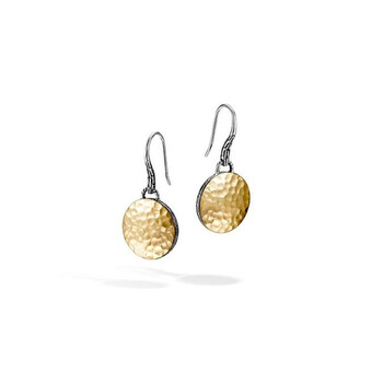 Bông tai John Hardy Dot Silver & Round Hammered 18K Yellow Gold Drop Earrings - 33.5Mm Long