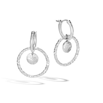 Bông tai John Hardy Dot Sterling Silver Interlink Hammered Hoop Drop Earrings