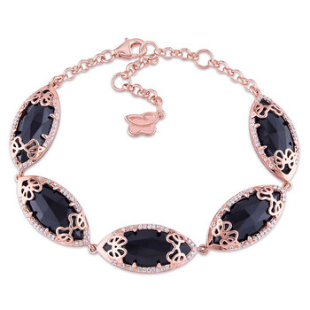 Vòng tay Julianna B Duchesse Black Onyx Diamond Pink Gold-Plated Sterling Silver Bracelet chính hãng