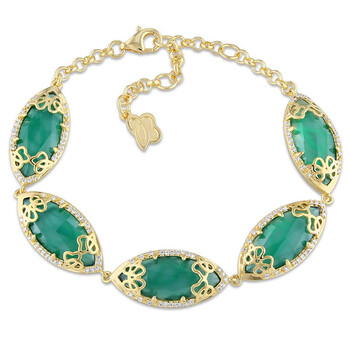 Julianna B Duchesse Green Onyx Diamond Yellow Gold-Plated Sterling Silver Bracelet 2 Vòng tay Julianna B Duchesse Green Onyx Diamond Yellow Gold-Plated Sterling Silver Bracelet chính hãng