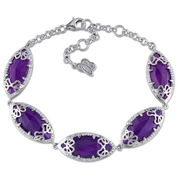 Vòng tay Julianna B Duchesse Purple Chalcedony Diamond Sterling Silver Bracelet chính hãng