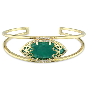 Vòng tay Julianna B Duchesse Green Onyx Diamond Yellow Gold-Plated Sterling Silver Bangle chính hãng