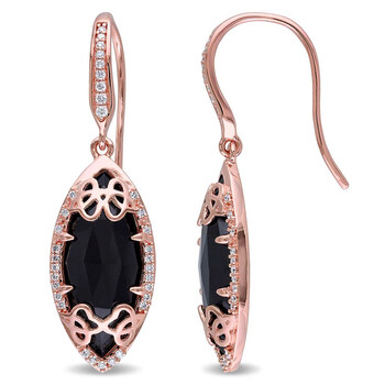 Bông tai Julianna B Duchesse Black Onyx Diamond Pink Gold-Plated Sterling Silver Dangle Earrings