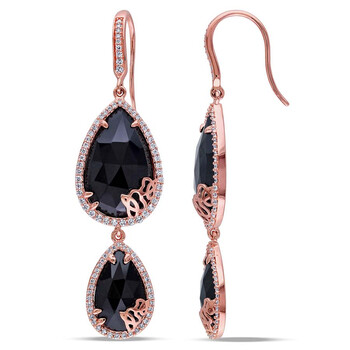 Bông tai Julianna B Duchesse Black Onyx Diamond Pink Gold-Plated Sterling Silver Dangle Earrings