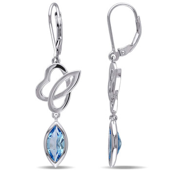 Bông tai Julianna B Marquise Swiss Blue Topaz Sterling Silver Leverback Earrings