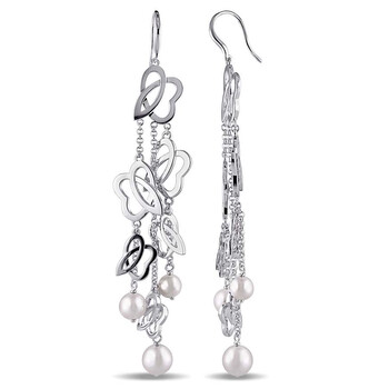 Bông tai Julianna B Pnina White Freshwater Cultured Pearl Sterling Silver Dangle Earrings Jms002033