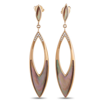 Bông tai Kabana 14K Yellow Gold 0.10 Ct Diamond And Mother Of Pearl Dangle Earrings
