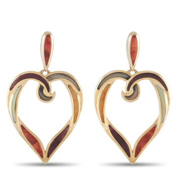 Bông tai Kabana 14K Yellow Gold Mother Of Pearl And Spiny Heart Earrings