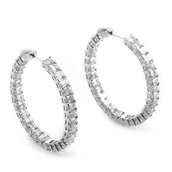 Bông tai Lb Exclusive ~10.97Ct Platinum And Diamond Hoop Earrings