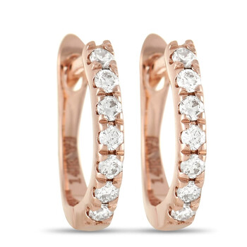 Bông tai Lb Exclusive 14K Rose Gold 0.12 Ct Diamond Small Huggie Earrings