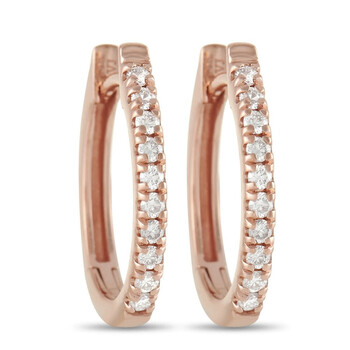 Lb Exclusive 14K Rose Gold 0.17 Ct Diamond Oval Hoop Earrings 2 Bông tai Lb Exclusive 14K Rose Gold 0.17 Ct Diamond Oval Hoop Earrings