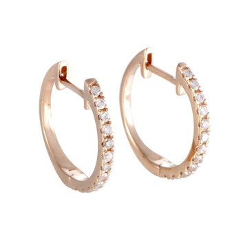 Bông tai Lb Exclusive 14K Rose Gold 0.22 Ct Diamond Small Hoop Earrings