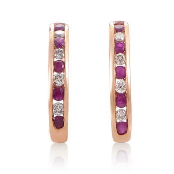 Bông tai Lb Exclusive 14K Rose Gold 0.25 Ct Diamond And Ruby Earrings