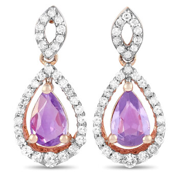 Bông tai Lb Exclusive 14K Rose Gold 0.25 Ct Diamond And Sapphire Earrings