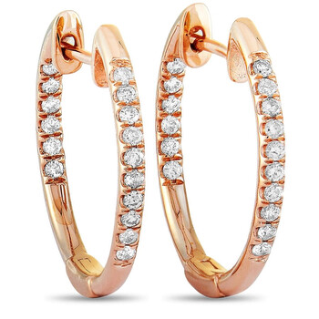 Bông tai Lb Exclusive 14K Rose Gold 0.25 Ct Diamond Pave Hoop Earrings