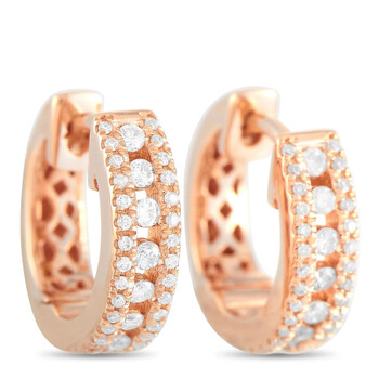 Lb Exclusive 14K Rose Gold 0.35 Ct Diamond Hoop Earrings 2 Bông tai Lb Exclusive 14K Rose Gold 0.35 Ct Diamond Hoop Earrings