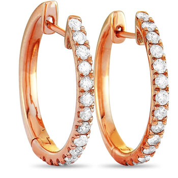 Bông tai Lb Exclusive 14K Rose Gold 0.50 Ct Diamond Pave Hoop Earrings