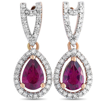 Lb Exclusive 14K Rose Gold 0.91 Ct Diamond And Garnet Pear Earrings 1 Bông tai Lb Exclusive 14K Rose Gold 0.91 Ct Diamond And Garnet Pear Earrings