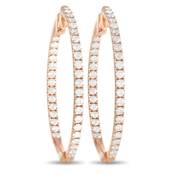 Bông tai Lb Exclusive 14K Rose Gold 1.00 Ct Diamond Hoop Earrings