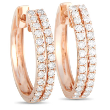 Bông tai Lb Exclusive 14K Rose Gold 1.00 Ct Diamond Hoop Earrings