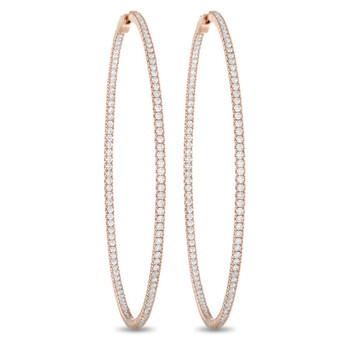 Bông tai Lb Exclusive 14K Rose Gold 3.64 Ct Diamond Hoop Earrings