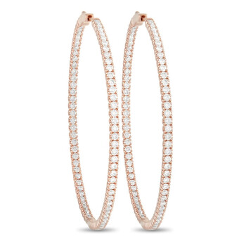 Lb Exclusive 14K Rose Gold 4.13 Ct Diamond Hoop Earrings 1 Bông tai Lb Exclusive 14K Rose Gold 4.13 Ct Diamond Hoop Earrings