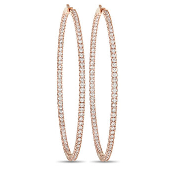 Lb Exclusive 14K Rose Gold 4.87 Ct Diamond Hoop Earrings 2 Bông tai Lb Exclusive 14K Rose Gold 4.87 Ct Diamond Hoop Earrings