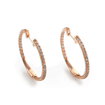 Bông tai Lb Exclusive 14K Rose Gold .51 Carat Vs1 G Color Diamond Hoop Huggies Earrings
