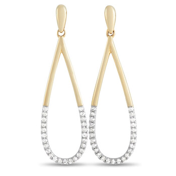 Bông tai Lb Exclusive 14K White And Yellow Gold 0.15 Ct Diamond Dangle Earrings
