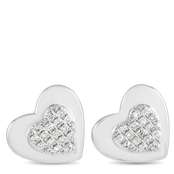 Lb Exclusive 14K White Gold 0.07 Ct Diamond Heart Stud Earrings 1 Bông tai Lb Exclusive 14K White Gold 0.07 Ct Diamond Heart Stud Earrings