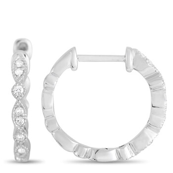 Lb Exclusive 14K White Gold 0.11 Ct Diamond Hoop Earrings 1 Bông tai Lb Exclusive 14K White Gold 0.11 Ct Diamond Hoop Earrings