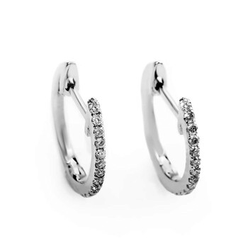 Bông tai Lb Exclusive 14K White Gold 0.12 Ct Diamond Hoop Earrings