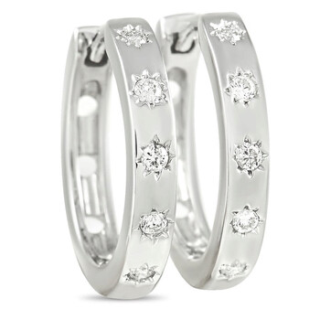 Bông tai Lb Exclusive 14K White Gold 0.12 Ct Diamond Huggie Earrings