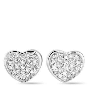 Bông tai Lb Exclusive 14K White Gold 0.16 Ct Diamond Heart Earrings