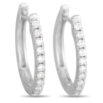 Lb Exclusive 14K White Gold 0.17 Ct Diamond Oval Hoop Earrings 1 Bông tai Lb Exclusive 14K White Gold 0.17 Ct Diamond Oval Hoop Earrings