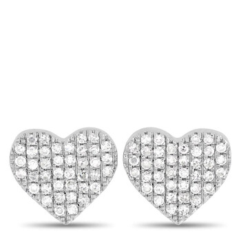 Bông tai Lb Exclusive 14K White Gold 0.20 Ct Diamond Heart Earrings