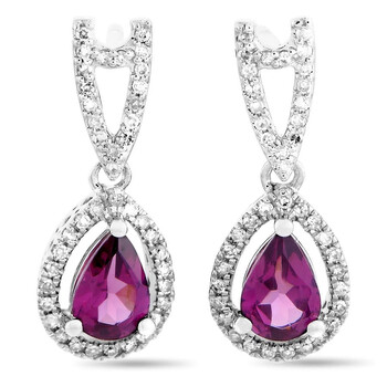 Lb Exclusive 14K White Gold 0.22 Ct Diamond And Garnet Earrings 1 Bông tai Lb Exclusive 14K White Gold 0.22 Ct Diamond And Garnet Earrings
