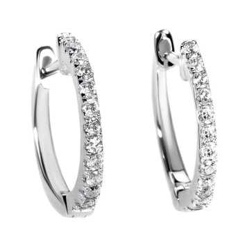 Bông tai Lb Exclusive 14K White Gold 0.22 Ct Diamond Hoop Earrings