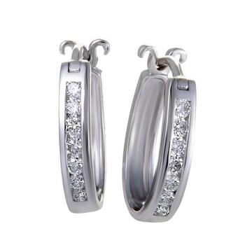 Lb Exclusive 14K White Gold 0.25 Carat Vs1 G Color Diamond Small Oval Hoop Huggies Earrings 2 Bông tai Lb Exclusive 14K White Gold 0.25 Carat Vs1 G Color Diamond Small Oval Hoop Huggies Earrings