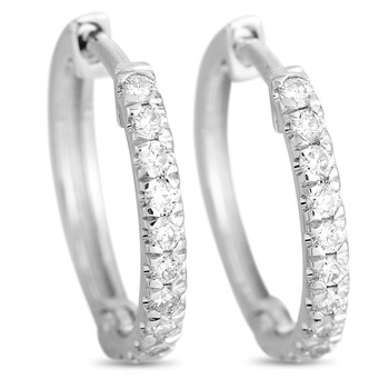 Lb Exclusive 14K White Gold 0.25 Ct Diamond Hoop Earrings 1 Bông tai Lb Exclusive 14K White Gold 0.25 Ct Diamond Hoop Earrings